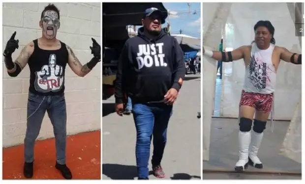 three wrestlers