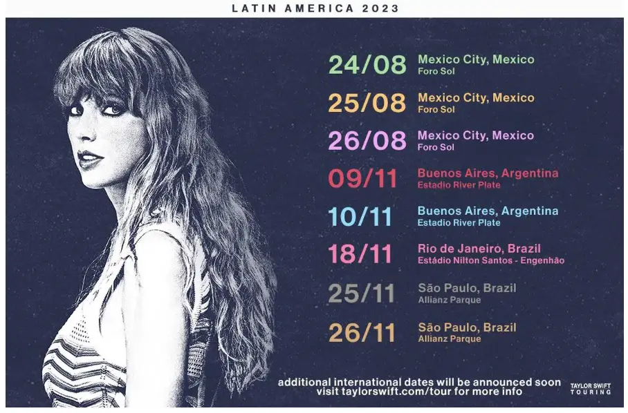 American superstar Taylor Swift will perform in Mexico for the first