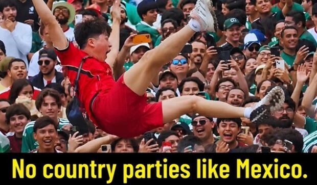 Korean fan shows up at the Mexico vs. South Africa match and joins the party with Mexicans