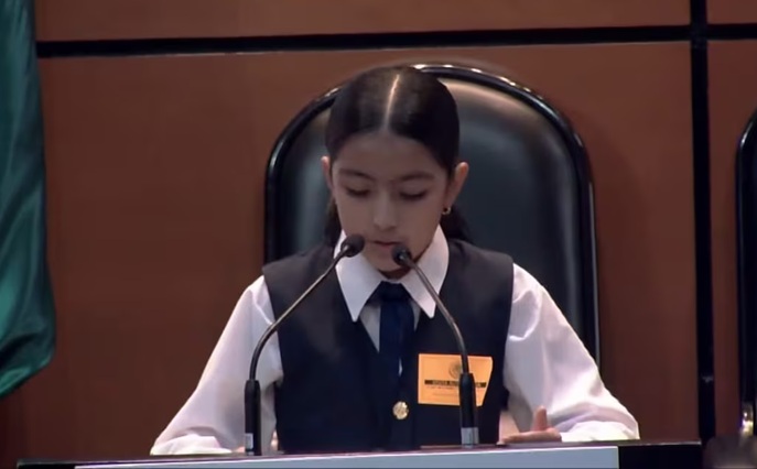 A fifth-grade student from Culiacán, Sinaloa, delivered a powerful plea for peace